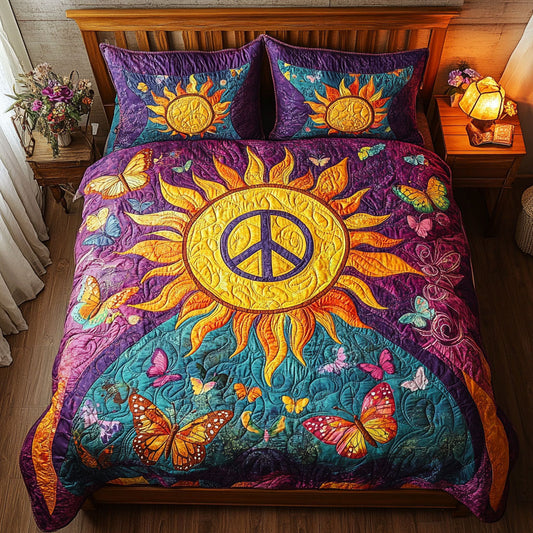 Peace Sign In Sunflower WY2202062CL Duvet Cover Set
