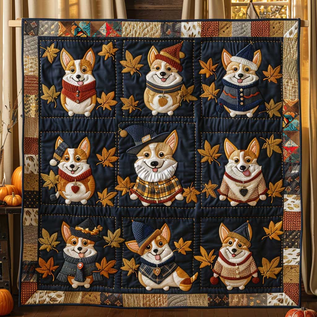 Corgi Cozy Autumn WN1610001CL Quilt