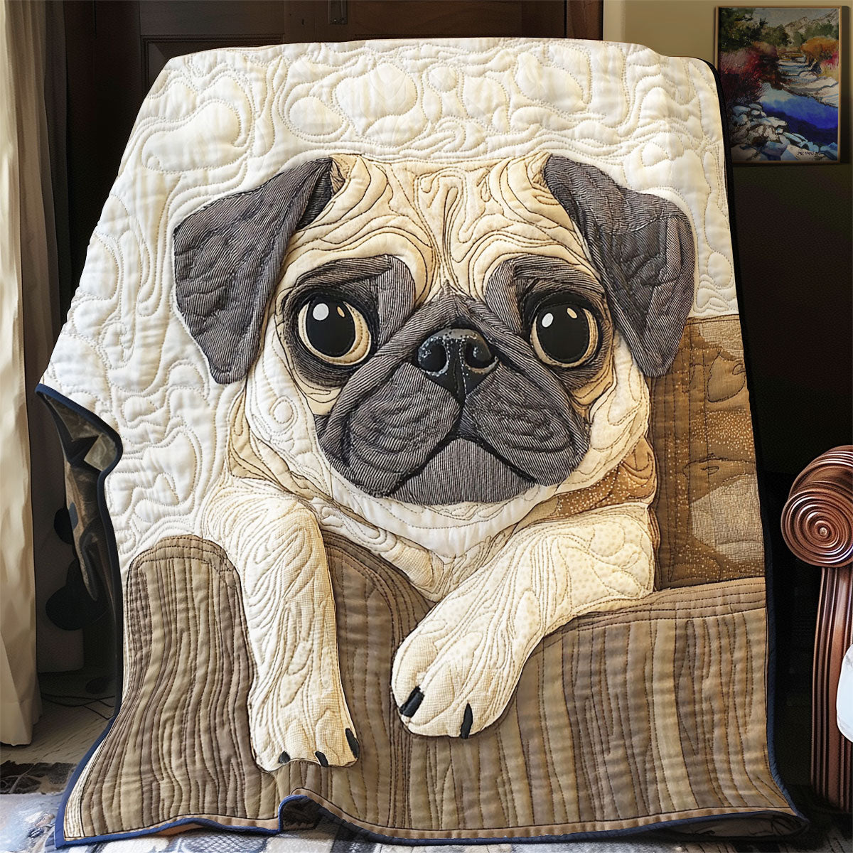 Cute Puppy Pug WY1302033CL Quilt