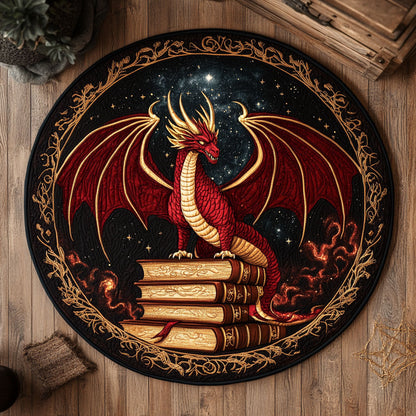 Dragon Book Flame CW2407029CL Quilted Round Mat