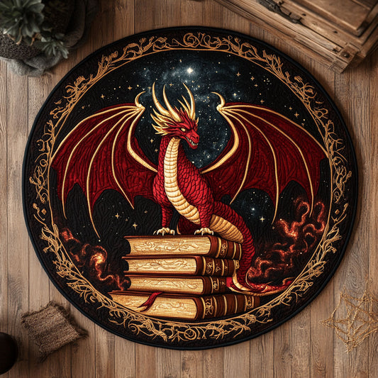 Dragon Book Flame CW2407029CL Quilted Round Mat