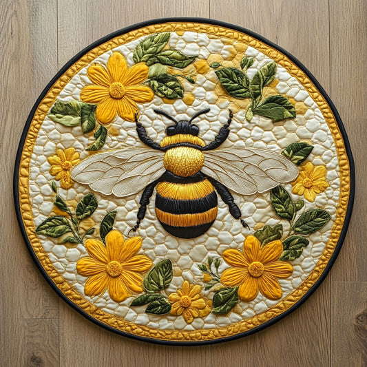 Floral Bee CW0606032CL Quilted Round Mat