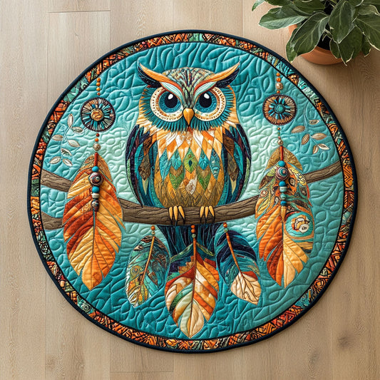Owl Native American CW1706033CL Quilted Round Mat