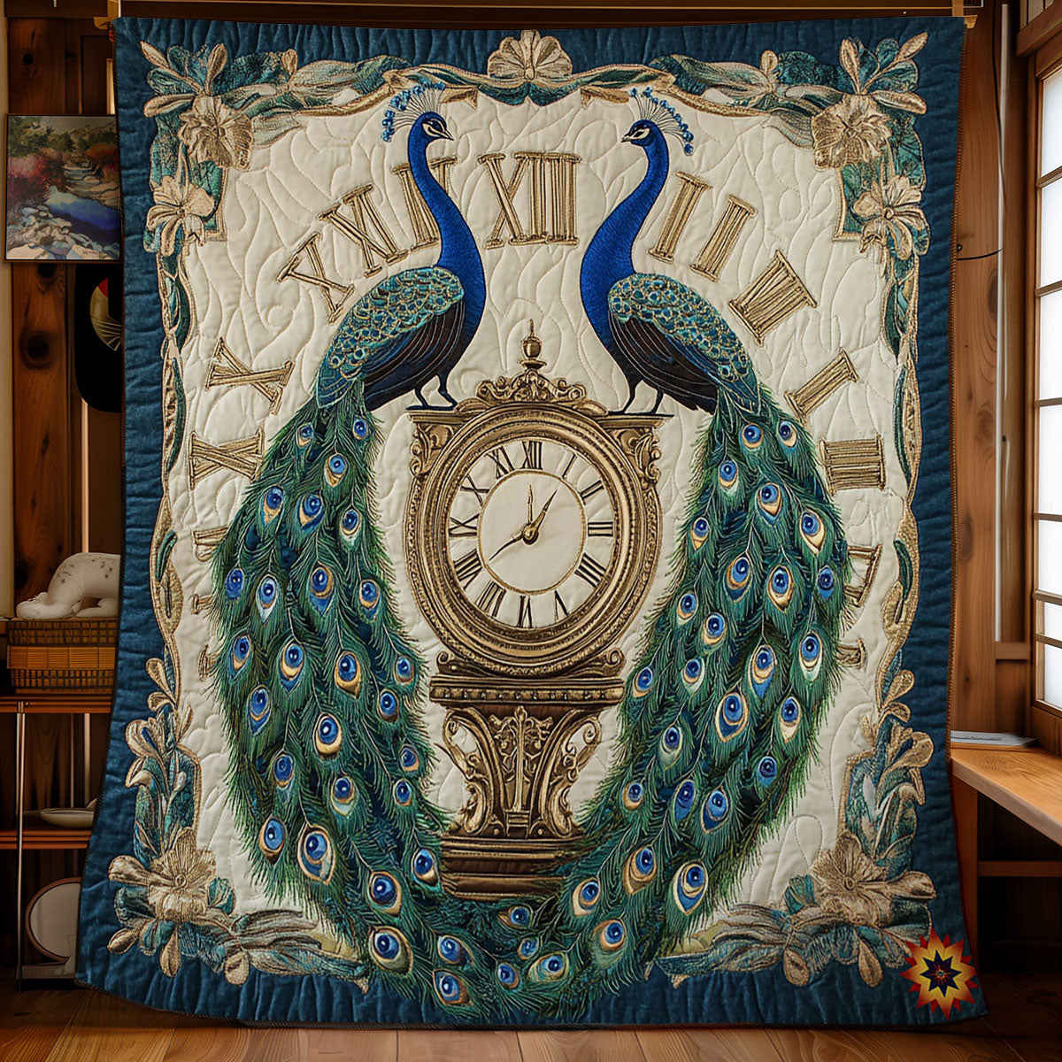 Couple Peacock And Clock WY2712016CL Quilt