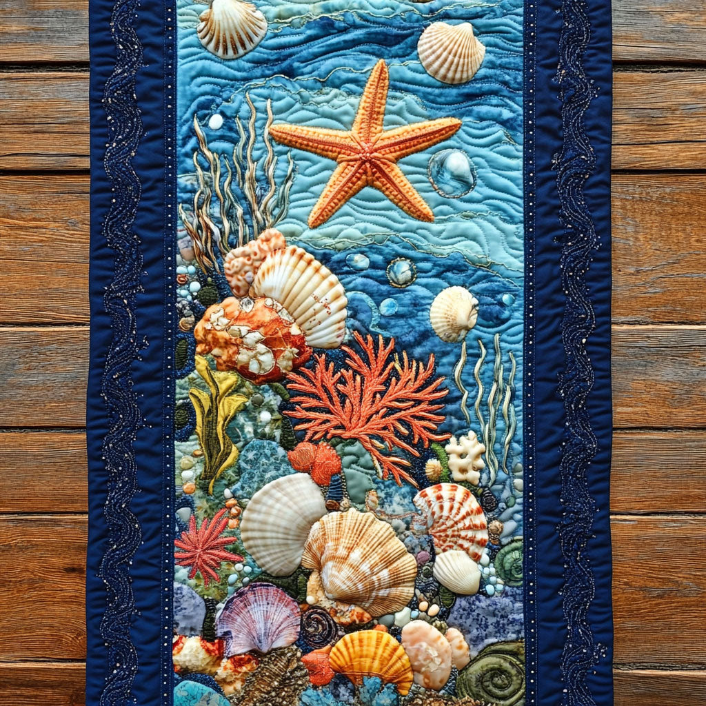 Whimsical Ocean WY0506056CL Quilted Table Runner