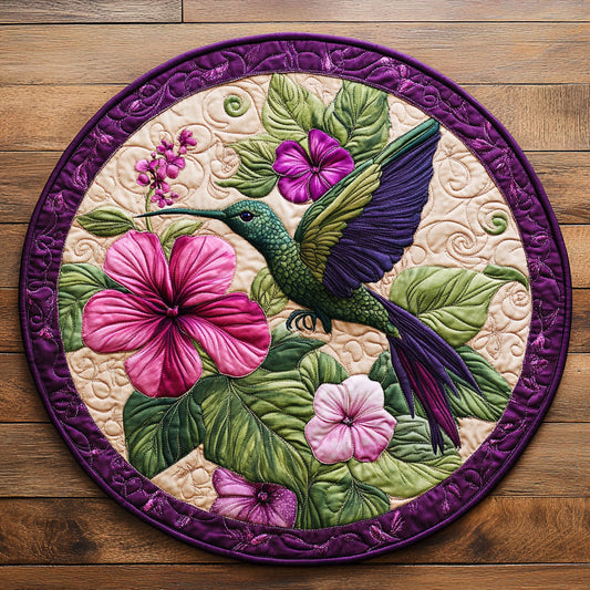 Emerald Hummingbird WY0108091CL Quilted Round Mat