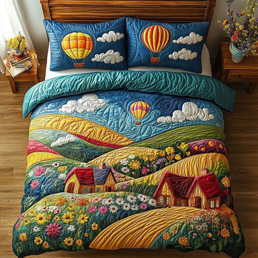 Balloon Ride Over Blooming Valley WX0407006CL Duvet Cover Set