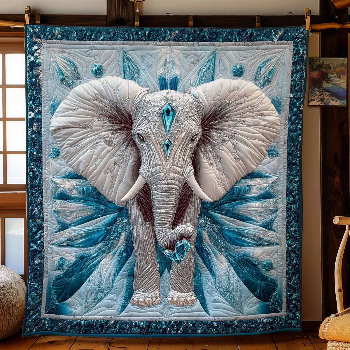 Ice Winter Elephant WY0801035CL Quilt
