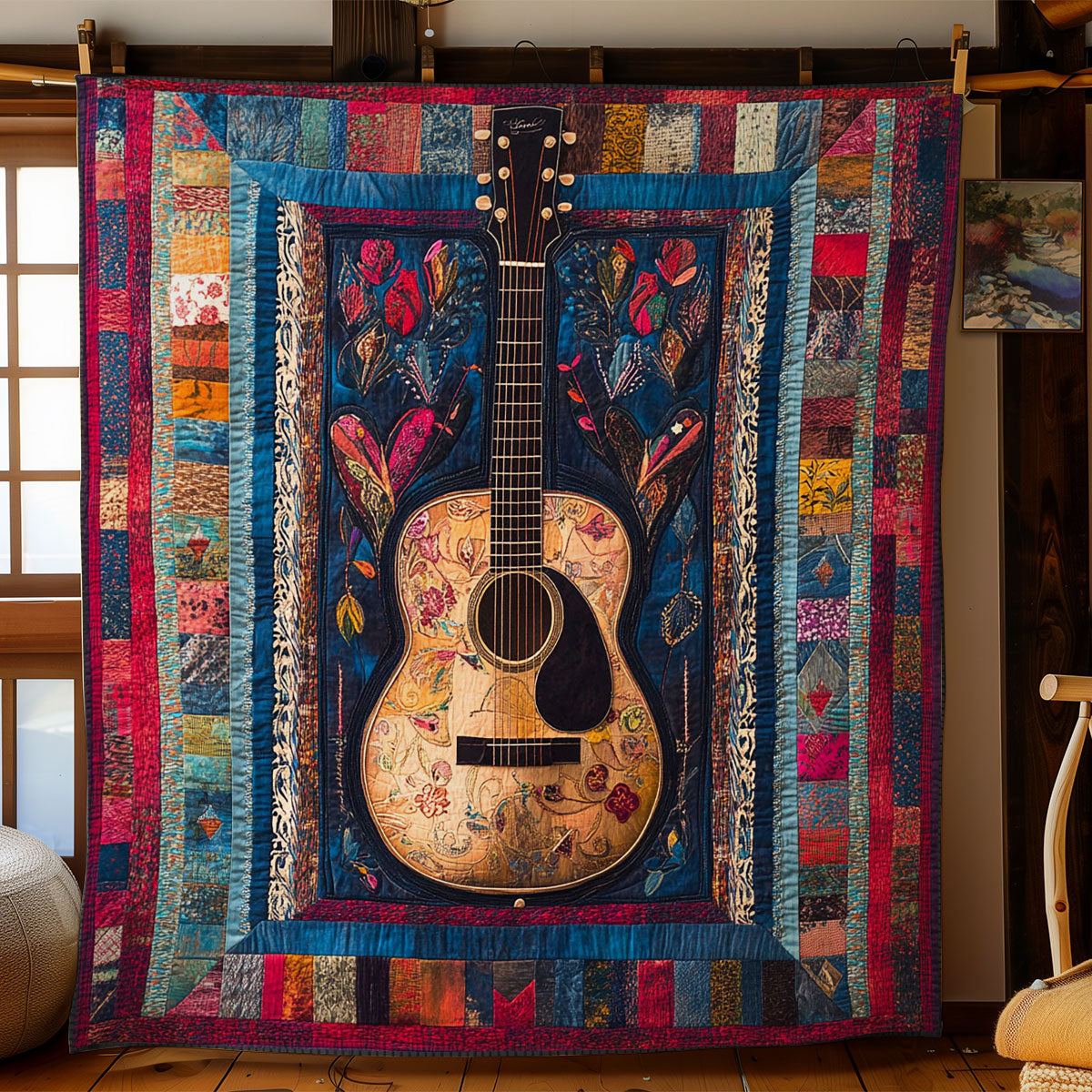 Colorful Heart Guitar WY2102011CL Quilt