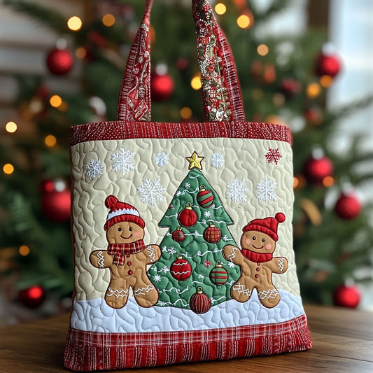 Gingerbread Festive Smiles WN1811013CL Quilted Tote Bag