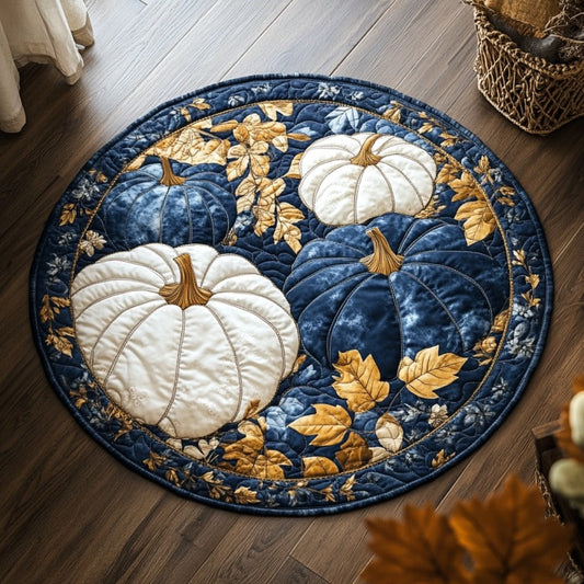 Pumpkins And Golden Leaves XR1209012CL Quilted Round Mat