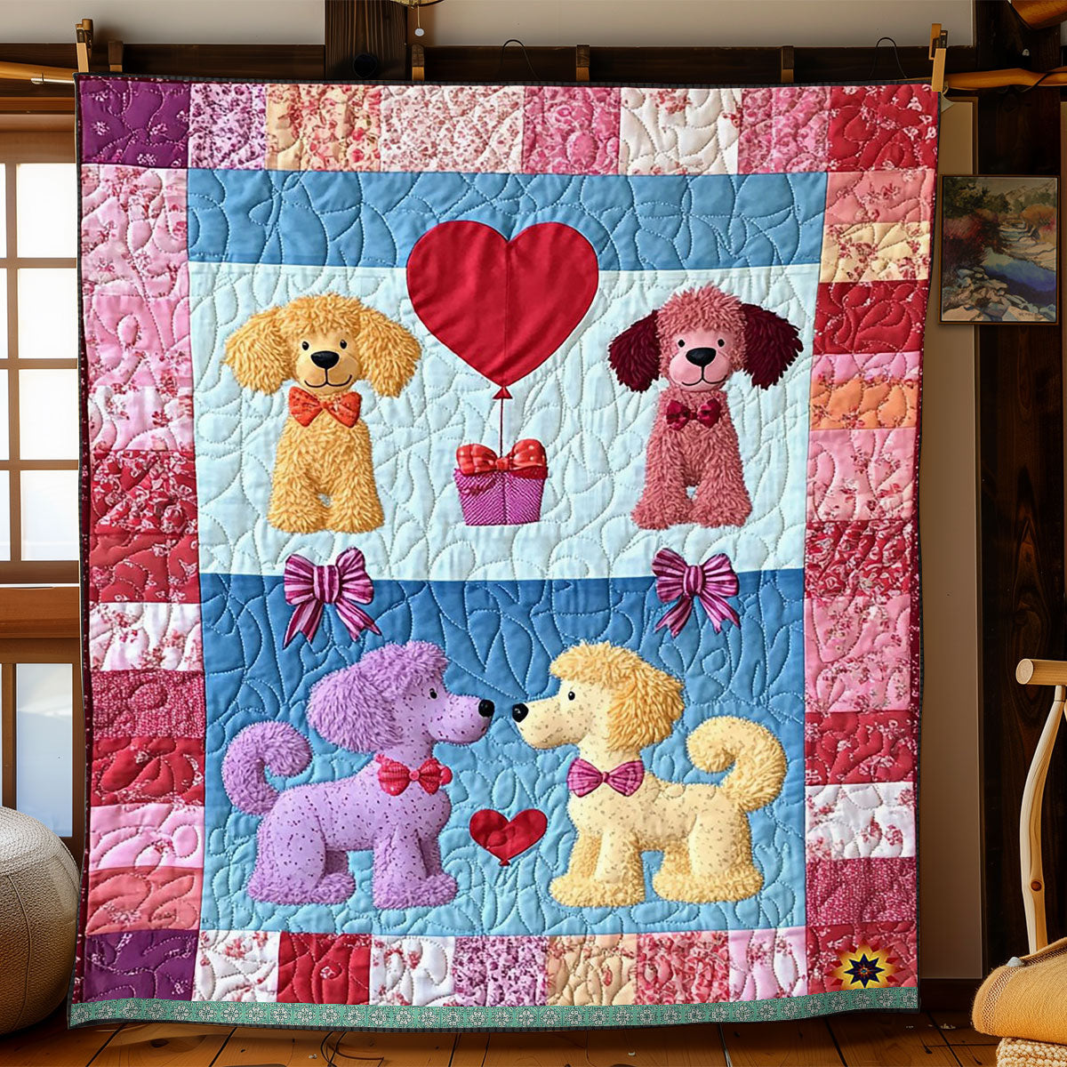 Colorful Poodle Valentine's Day WJ1212010CL Quilt