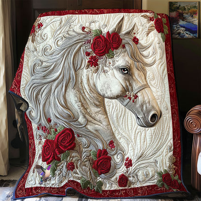 Rose White Horse WY2512025CL Quilt