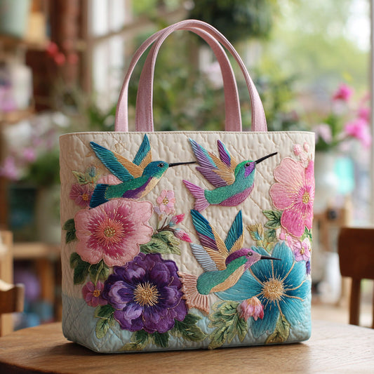 Floral Hummingbird Garden CW2709008CL Quilted Tote Bag