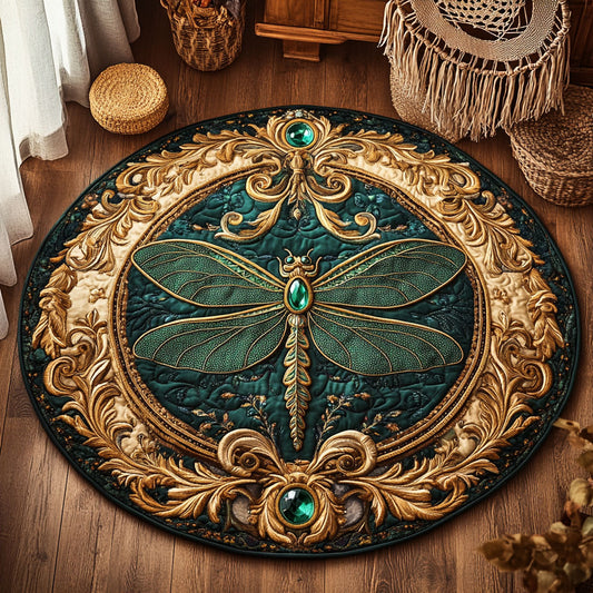 Dragonfly Enchanted Bloom WY3006057CL Quilted Round Mat