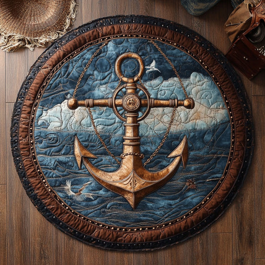 Mystic Ocean Anchor WY1106016CL Quilted Round Mat