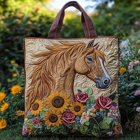 Sunflower Horse WN2509074CL Quilted Tote Bag