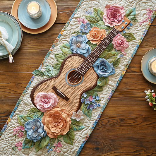 Floral Guitar CW0207022CL Quilted Table Runner