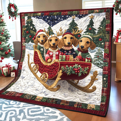 Merry Dachshund Sleigh CW1211032CL Quilt
