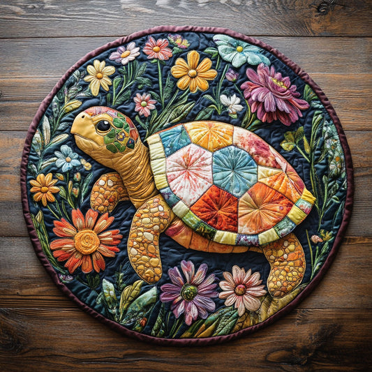 Vintage Turtle CM2905021CL Quilted Round Mat