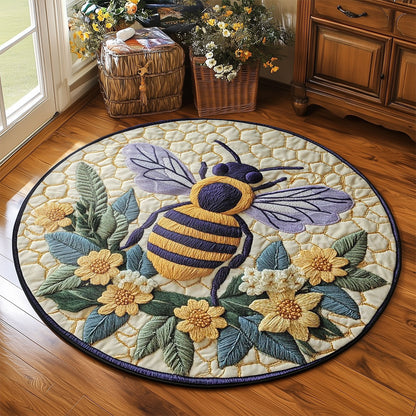 Honey Bee Flower WP2204038CL Quilted Round Mat