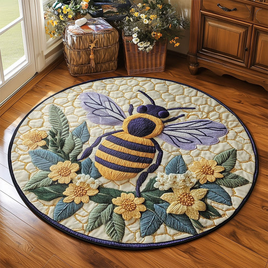 Honey Bee Flower WP2204038CL Quilted Round Mat