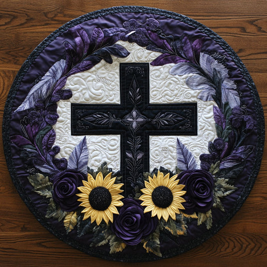 Eternal Light Cross WN2108033CL Quilted Round Mat