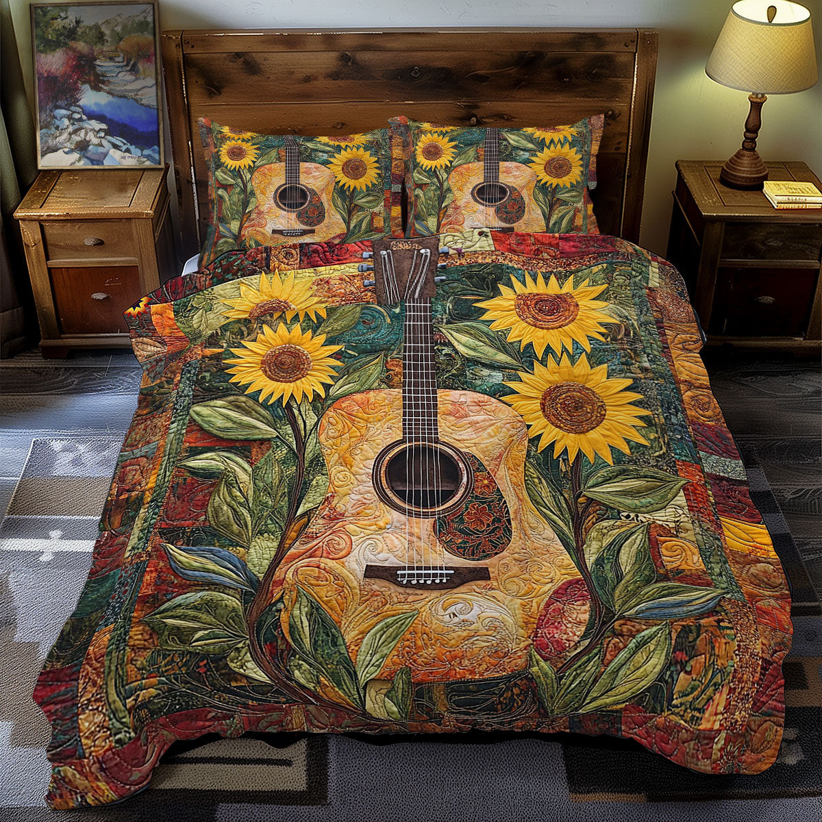 Sunflower Guitar WY2412059CL Duvet Cover Set