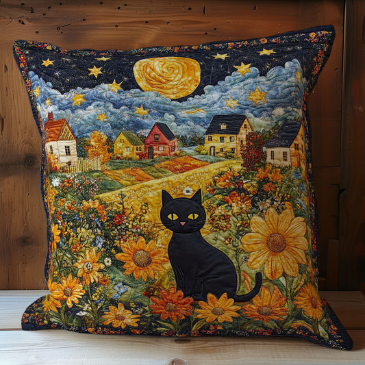 Black Cat In Night WY1102017CL Quilt Pillow Case