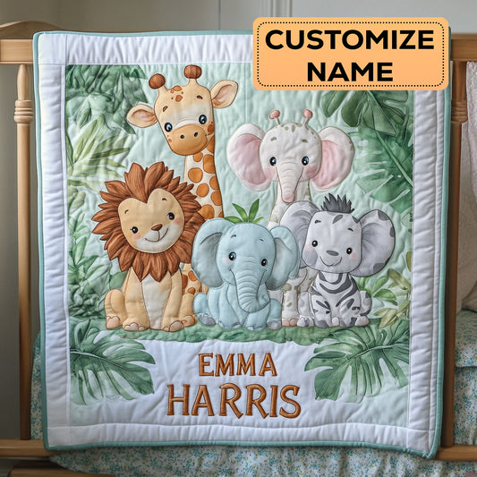 Jungle Friend Hug CW2207041CL Personalized Baby Quilt