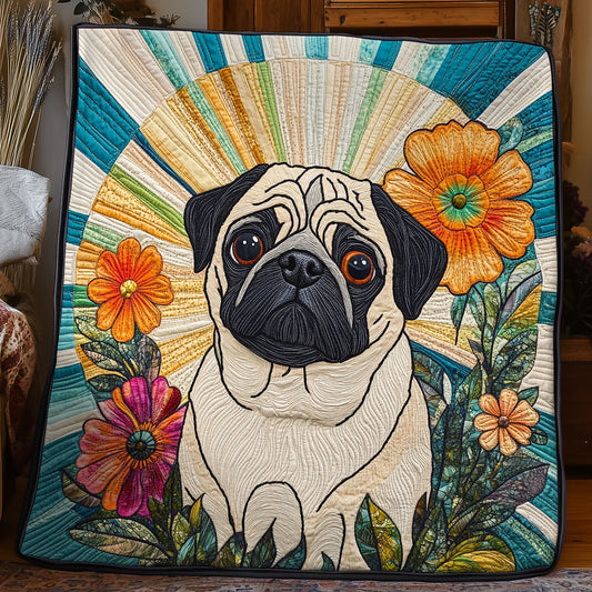 Floral Pug WX3105025CL Quilt