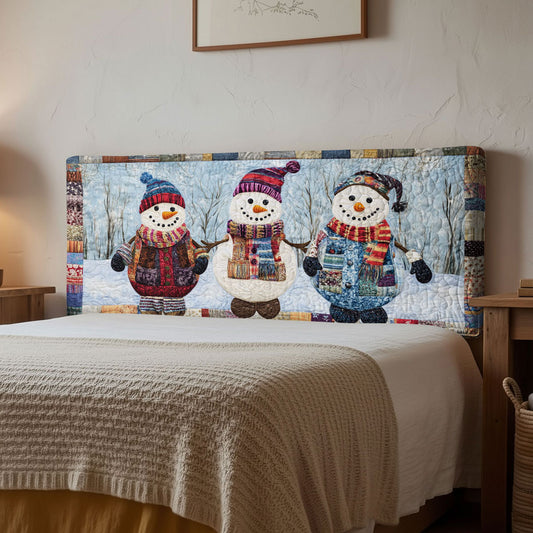 Snowman Warm Hearts WN1112193CL Quilted Headboard Slipcover