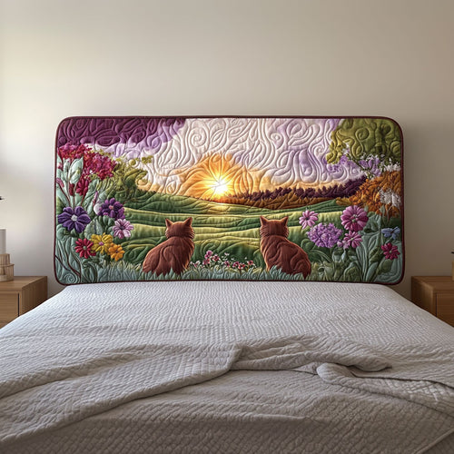 Cats Waiting Dawn QA3012001CL Quilted Headboard Slipcover