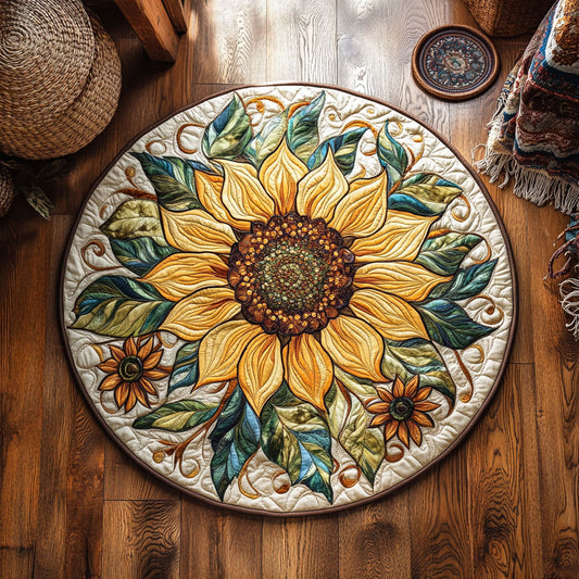 Boho Sunflower Charm WY3006015CL Quilted Round Mat