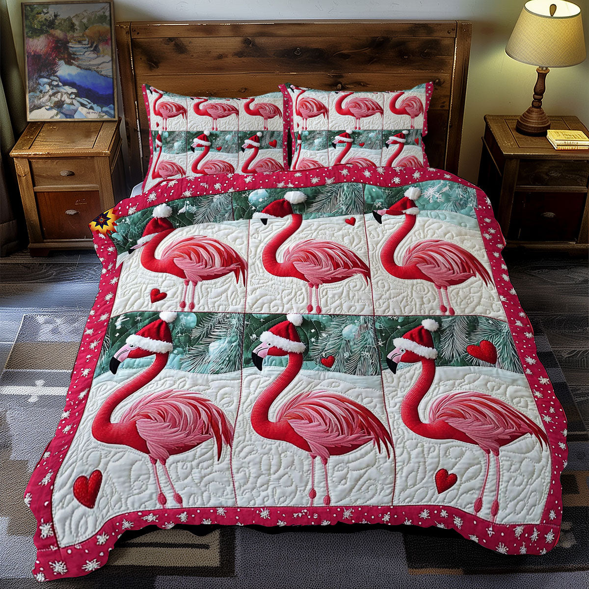 Santa Flamingo WY0612069CL Duvet Cover Set