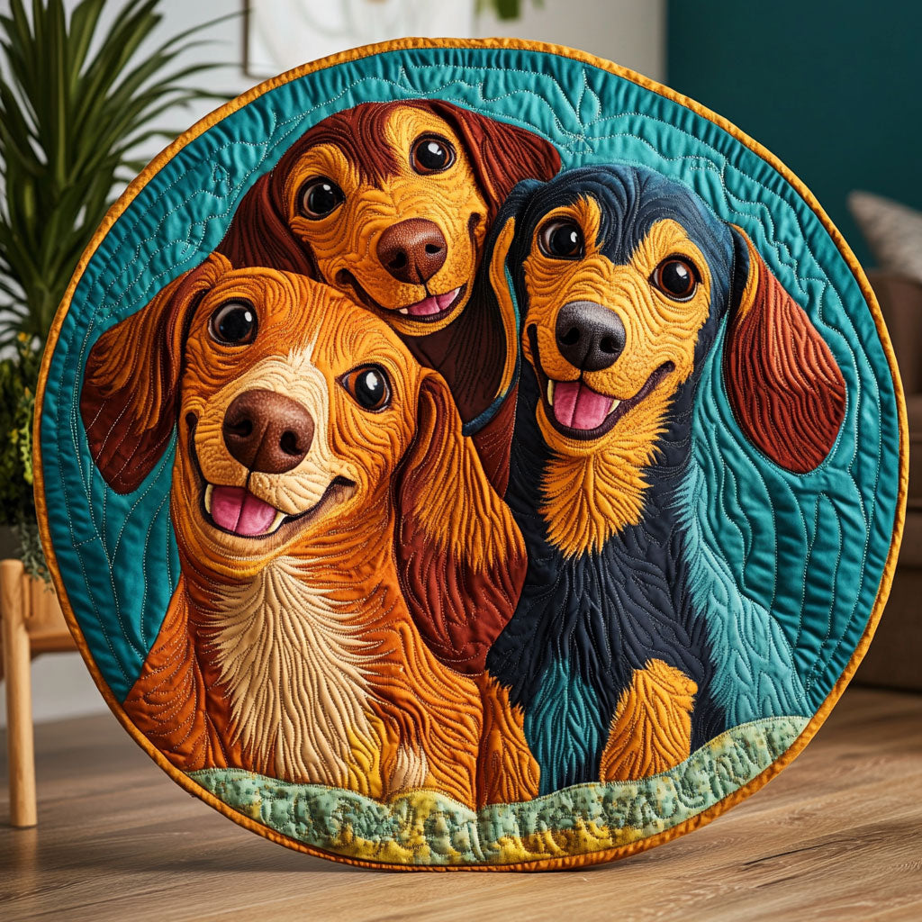 Silly Sausage Snuggles CM0805045CL Quilted Round Mat