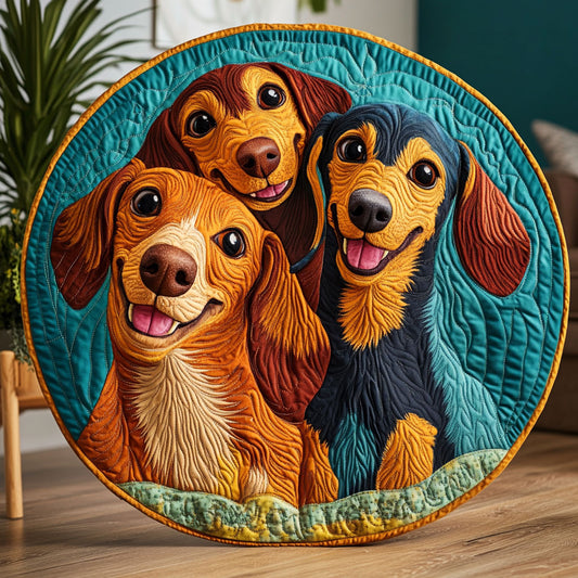 Silly Sausage Snuggles CM0805045CL Quilted Round Mat