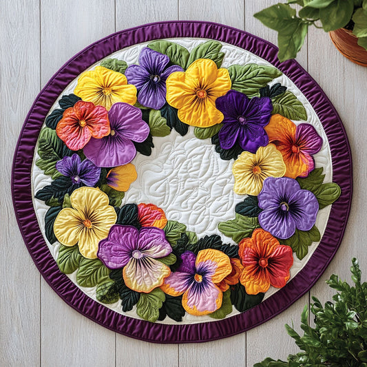 Pansy Bloom CW0606030CL Quilted Round Mat