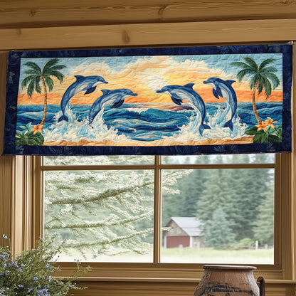 Dolphin Family In Sunset WY2305035CL Quilted Valance
