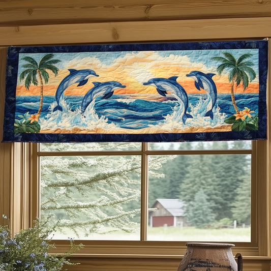 Dolphin Family In Sunset WY2305035CL Quilted Valance