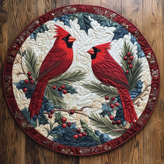 Winter Cardinal CW1009007CL Quilted Round Mat
