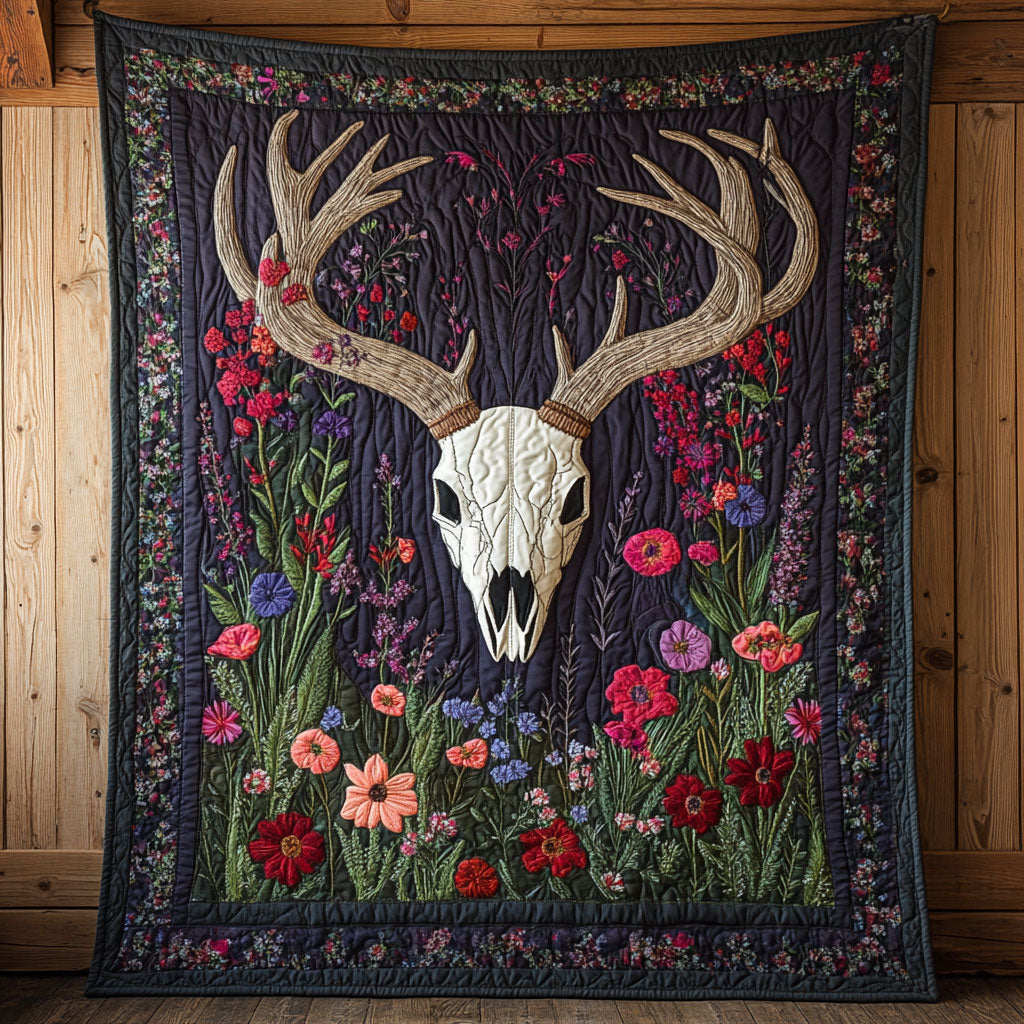 Floral Antler Skull CW1207018CL Quilt