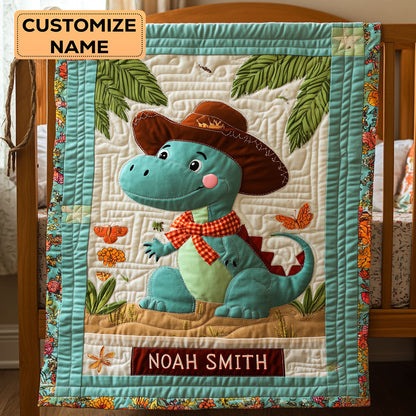 Little Cowboy Dino WY1807006CL Personalized Baby Quilt