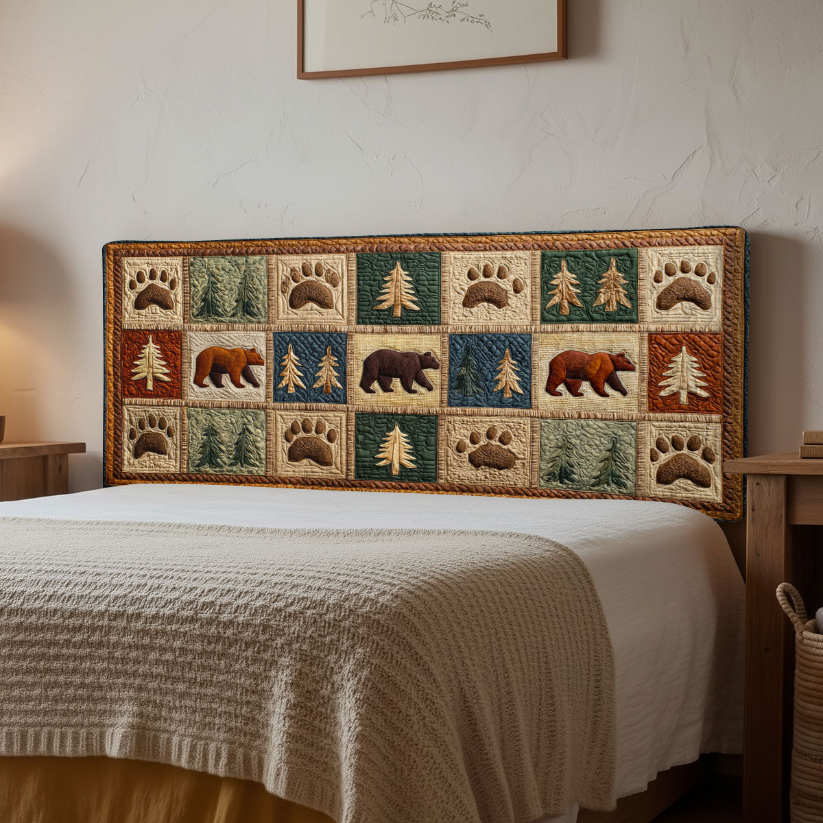 Woodland Bears CP2612006CL Quilted Headboard Slipcover