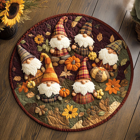 Autumn Gnomes WU2403002CL Quilted Round Mat