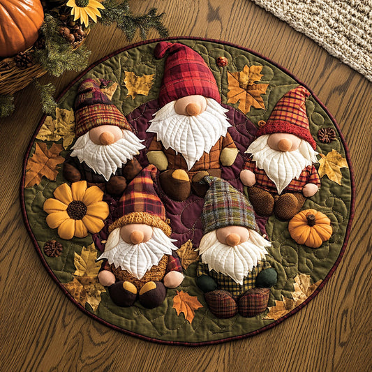Autumn Gnomes WU2403003CL Quilted Round Mat
