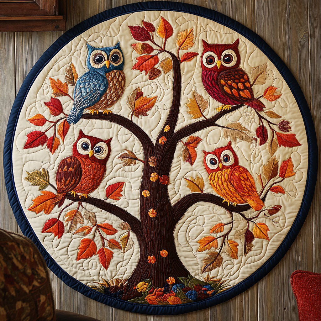 Autumn Owl WX2203096CL Quilted Round Mat