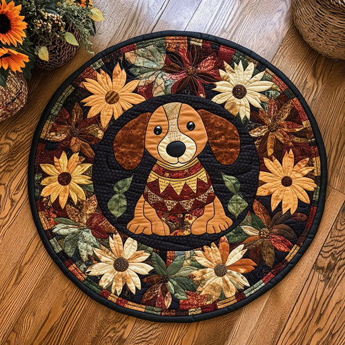 Autumn Puppy WY0708097CL Quilted Round Mat