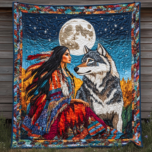 Autumn Sky Wolf And Woman WN0908003CL Quilt