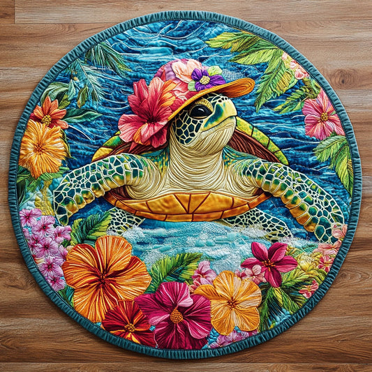 Turtle Bloomscape WN2406059CL Quilted Round Mat